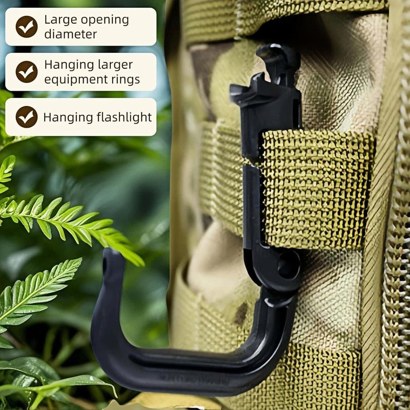 RyanDesign Tactical D-Ring Carabiner for Hiking/Military/EDC - Lightweight Plastic Mountain Carabiner with Quick-Release, MOLLE Compatible, 10-Pack Black - Image 4